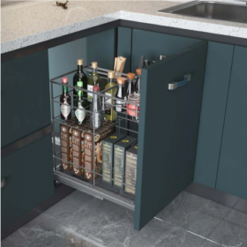 ecoWare T-Line Multi-Function Basket with Undermount Soft Closing Slide - Dark Grey