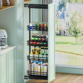 ecoWare T-Line Tall Unit Pull Out Basket with Soft Closing Slide  - Dark Grey