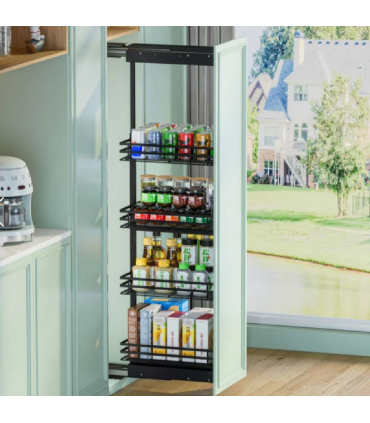 ecoWare T-Line Tall Unit Pull Out Basket with Soft Closing Slide  - Dark Grey