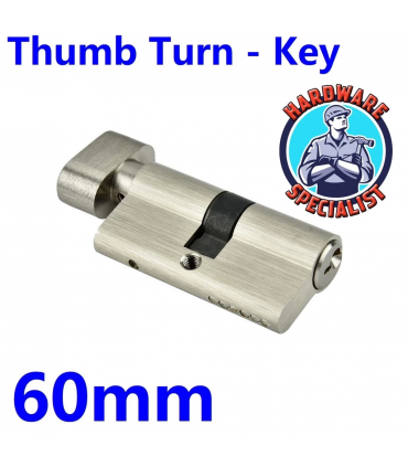 Hardware Specialist Thumbturn Euro Cylinder Lock Satin Nickel - 60mm / 70mm / 90mm / 120mm