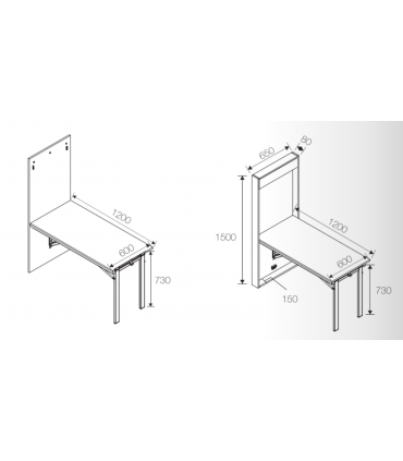 ecoWare S-CS06 Wall-Mounted Foldable Pull Down Table with Soft Close
