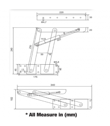 ecoWare S-CS14 Soft-Close Lift Up Top Stay with Hydraulic
