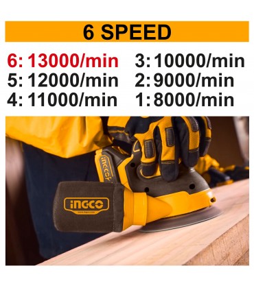 Ingco CROSLI2002 20V Brushless Cordless Random Orbit Sander - Bare Unit