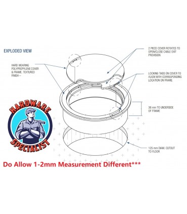 Hardware Specialist 125mm Raised Access Floor Grommet Cover