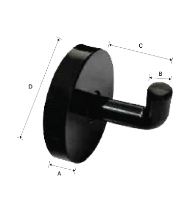 Hardware Specialist HK-SG-BLK PVC Single Hook - Black