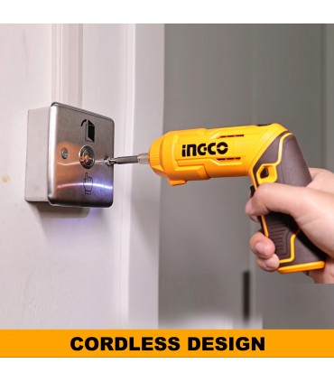 Ingco CSDLI04425 4V Lithium-Ion Fast Charging 4Nm Cordless Screwdriver Set - 19 Bits