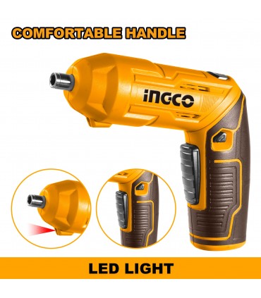 Ingco CSDLI04425 4V Lithium-Ion Fast Charging 4Nm Cordless Screwdriver Set - 19 Bits