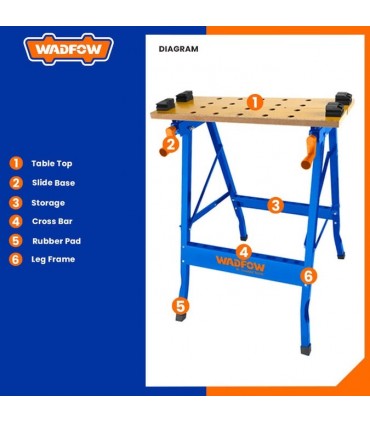 Wadfow WWE1525 100 kg Folding Workbench Portable Work Table