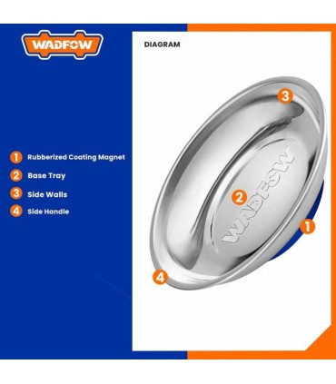 Wadfow WMC6001 150mm Round Stainless steel Magnetic Storage Tray