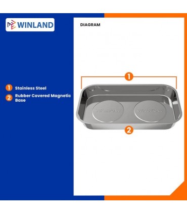 Wadfow WMC6002 Rectangle Stainless Steel Magnetic Storage Tray