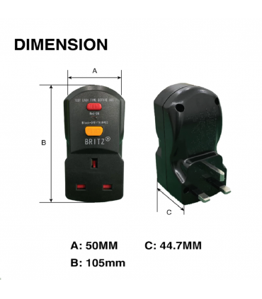 Britz RCD11 Power Protection Saftey RCD Adaptor(ELCB)