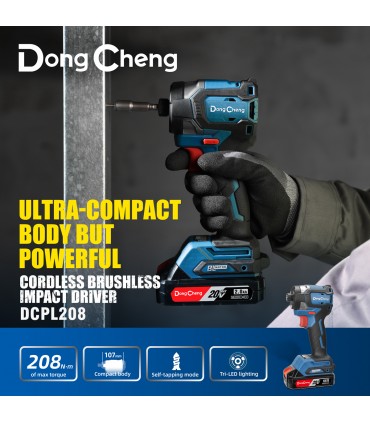 Dong Cheng DCPL208 20V Max 4.0Ah Lithium-Ion Cordless Brushless Impact Driver Kit