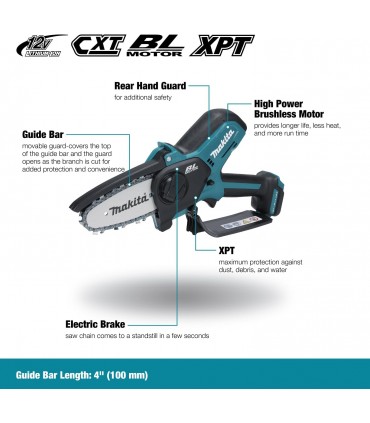 Makita UC100DZ 12V Lithum-ion 100mm Brushless Pruning Saw - Bare Unit