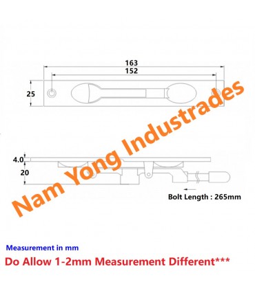 Hardware Specialist Casement Window Flush Bolt Lock 5095