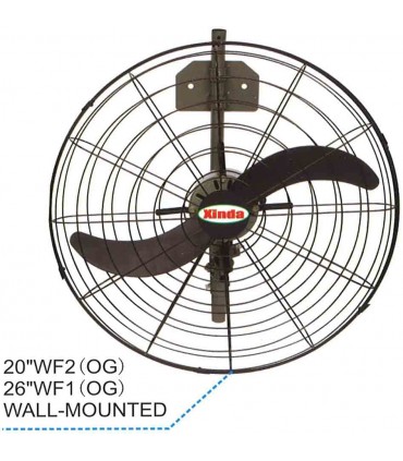 Xinda 20"-26" Aluminium Blade Wall Mounted Industrial Fan - Ordinary Guard