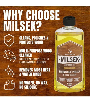 Milsek Furniture Polish and Wood Cleaner Lemon - 355mL(12 oz)