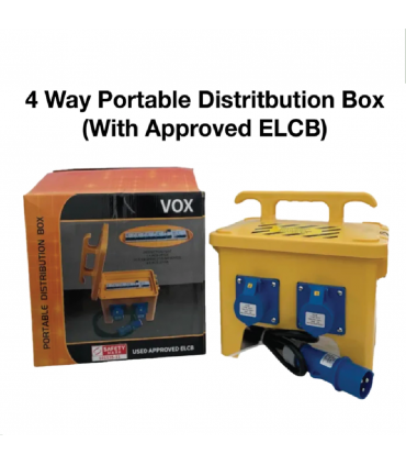 VOX 4 Way Portable Distribution Box with Safety Mark Approved ELCB
