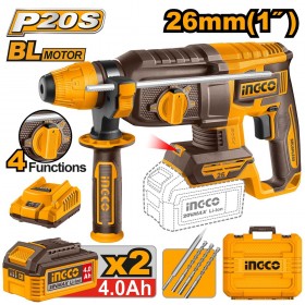 Ingco CRHLI202682 2 x 20V Lithium-Ion Rotary Hammer Drill Kit