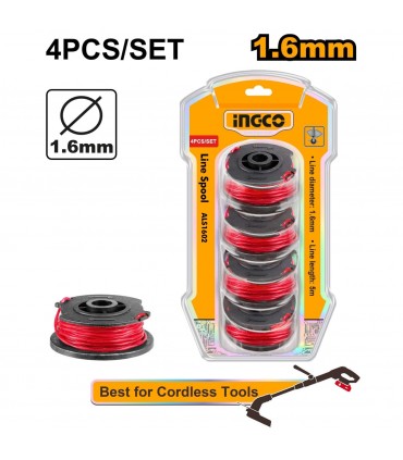 Ingco ALS1602 1.6MMØ X 5M Grass Trimmer Line Spool - 4 Pieces/Pack