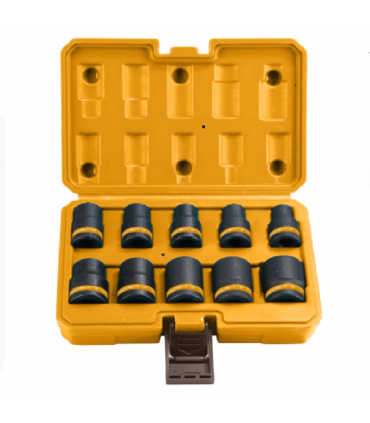 Ingco HKISSD12101 1/2 inch Drive Cr-Mo Impact Socket Set - 10 Pieces