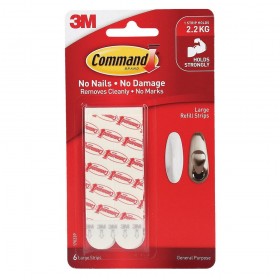 3M 17023P Command large Adhesive and Refill Strips - Pack of 6