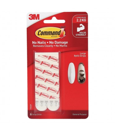 3M 17023P Command large Adhesive and Refill Strips - Pack of 6