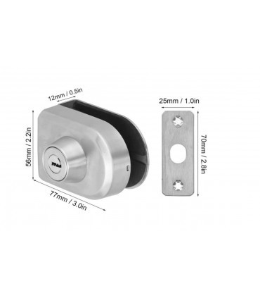 Anti Pry Frameless Bathroom Sliding Glass Door Locks