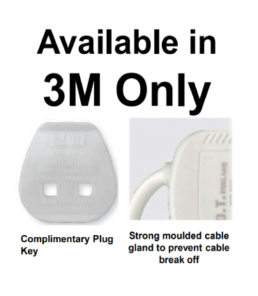 DT England 3M Cable Extension Fire Retardant Safety Extension Socket