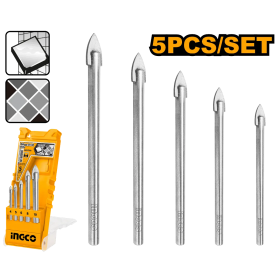 Ingco AKD7058 5-Pieces Glass and Tile Drill Bit Set