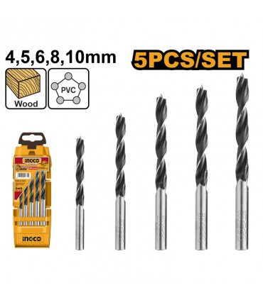 Ingco AKD5058 5-Pieces Wood Drill Bit Set