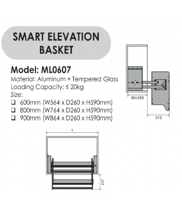 Moco ML0607 Aluminum Smart Elevation Basket