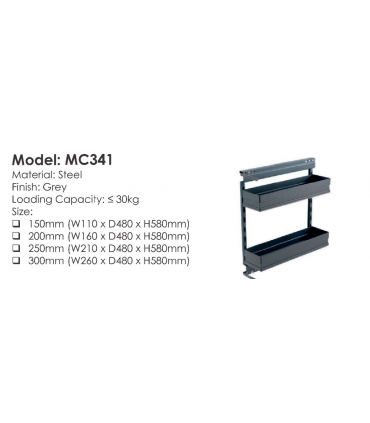 Moco MC341 Steel Side-Mounted Two Layer Basket - Grey
