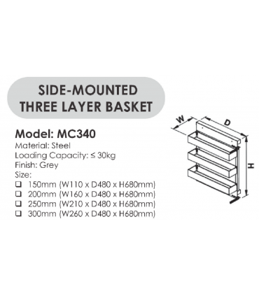 Moco MC340 Steel Side Mounted Three Layer Basket