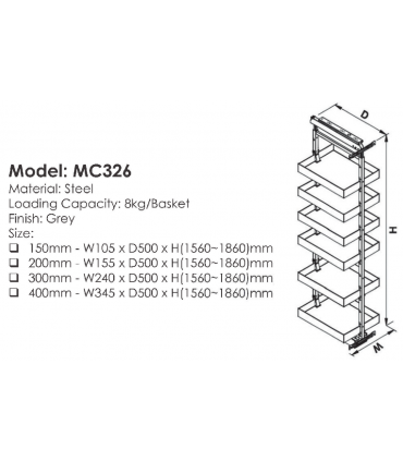 Moco MC326 5-Layer Tall Larder Pull-out Basket