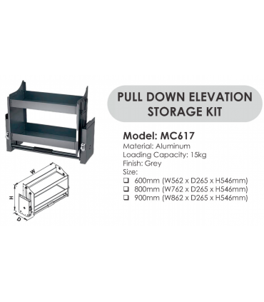 Moco MC617 Aluminium Pull Down Elevation Storage Kit - Grey