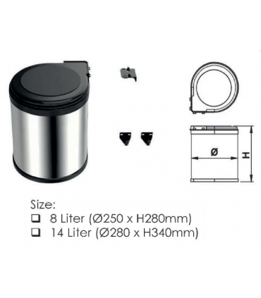 Moco MDB117 SUS304 Stainless Steel Revolving Stainless Steel Trash Bin