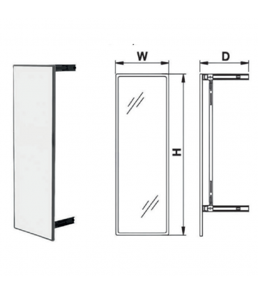 Moco MCW214 350W x 1000H mm Closet Mirror - Grey
