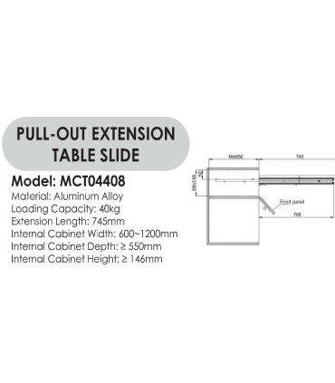 Moco MCT04408 Aluminum Alloy Pull-out Extension Table Slide