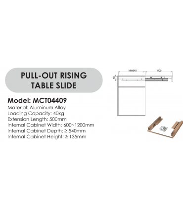 Moco MCT04409 Aluminum Alloy Pull-out Rising Table Slide