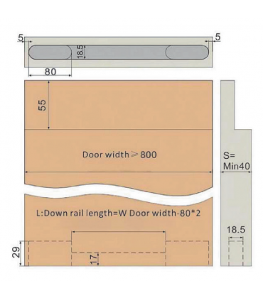 Moco MAS973 Hidden Sliding Door System For Wooden Door