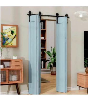 Moco MAS04 2-Door Space-Saving Folding Barn Door System