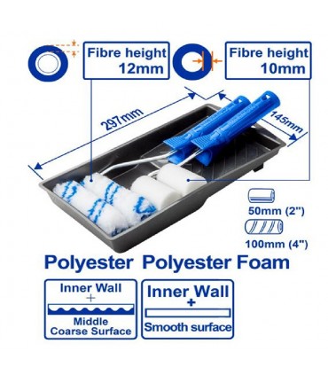 Wadfow WCB3H71 7-in-1 Paint Roller Cylinder Brush Set