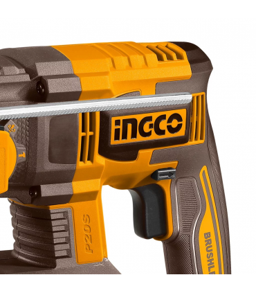Ingco CRHLI21228 20V SDS Plus Brushless Cordless Rotary Hammer with 3 Pcs Drill Bits - Bare Unit