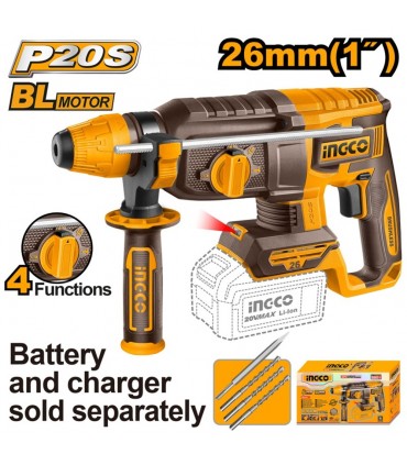 Ingco CRHLI202268 20V Brushless Cordless Rotary Hammer Drill