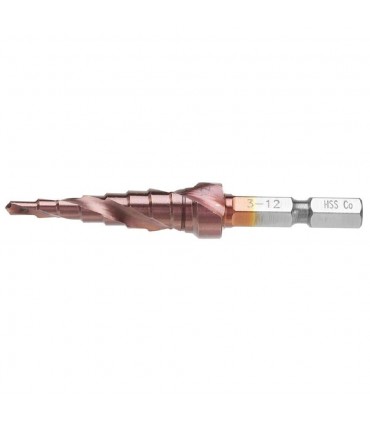 HSS M35 Cobalt Hex-Shank 3-12 mm Spiral Step Drill Bit