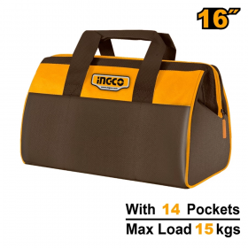 Ingco HTBG281628 16 Inch Portable Tool Bag with 14 Pockets
