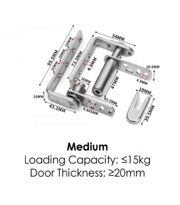 Moco MAD007 SUS304 Stainless Steel Auto Bar Door Pivot Hinge