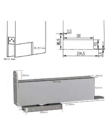 Moco MAD085 Stainless Steel + Aluminium Hydraulic Pivot Door Closer
