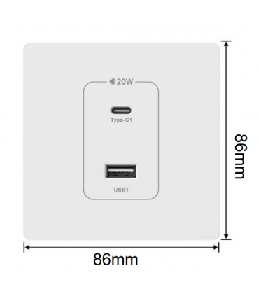 Britz SW-2UAC 1A+1C PD 20W Fast Charging USB Wall Socket
