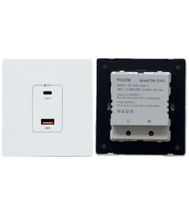 Britz SW-2UAC 1A+1C PD 20W Fast Charging USB Wall Socket